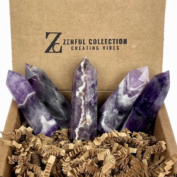 Dream Amethyst Stone Healing Crystal Pyramid Tower Wand Point Obelisk Rock - Picture 3 of 9